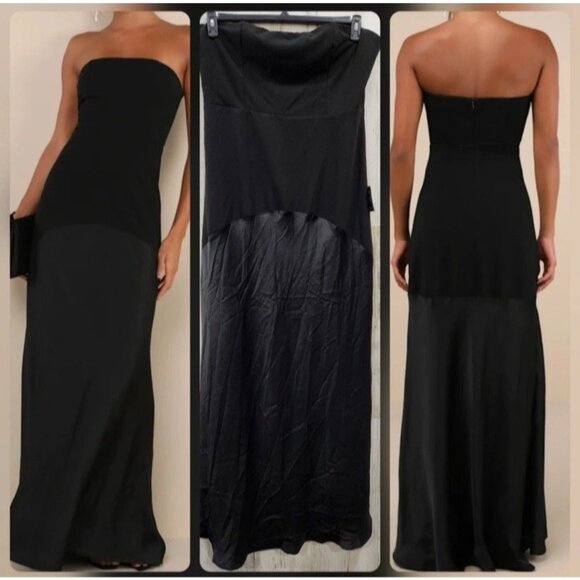 Lulus Dresses & Skirts - Lulus Compelling Style Long Strapless A-Line Maxi Dress Black S Small Silky NEW